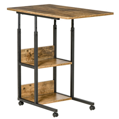 Living Room Table to C Industrial Style, Design Bottle Adjustable Height - Rustic Marrone