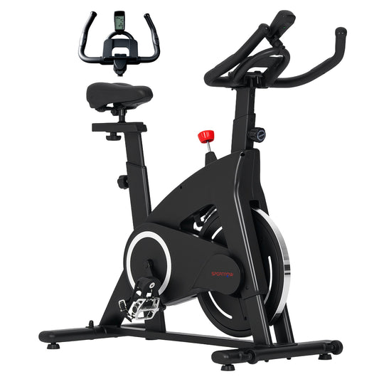 Magnetic Exercise Bike with 10kg Flywheel, Adjustable Seat and Handlebars, LCD Monitor, Tablet Holder, Black