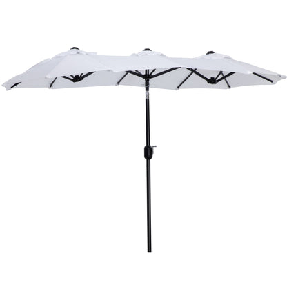 Double Tilting Garden Umbrella with Crank Opening, 295x152x222cm, White