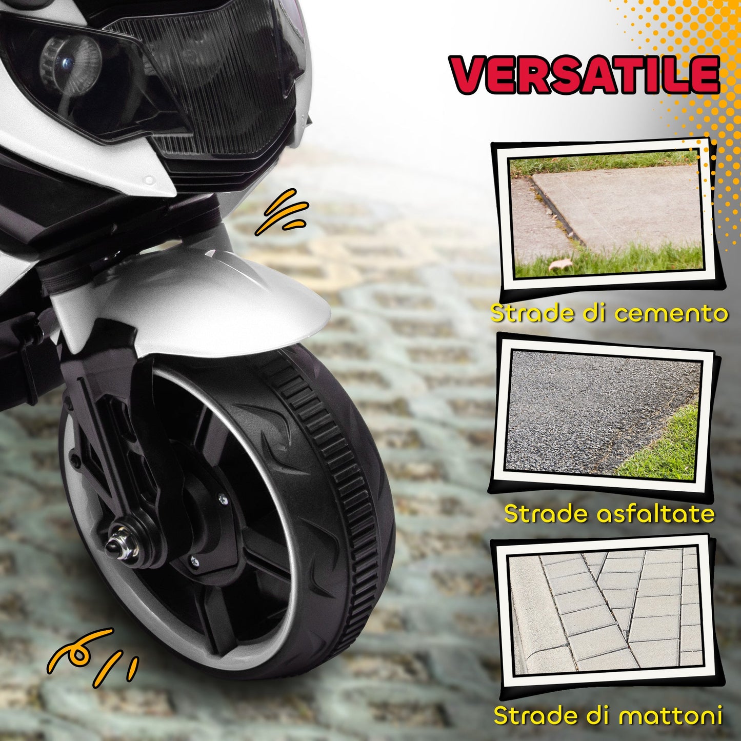 6V Electric Motorcycle for Kids with Removable Training Wheels, Headlights and Music, Ages 18-36 Months, White