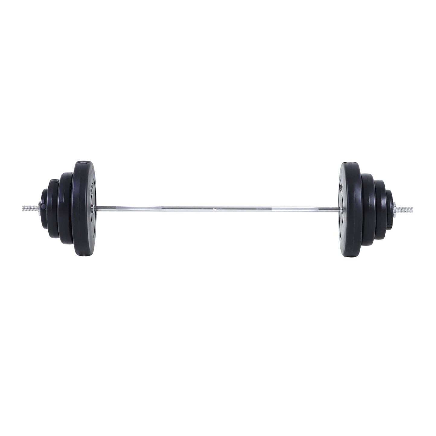 70kg Barbell and Disc Set, 8 Plastic Coated Weight Discs and Iron Bar, 170x40.5x40.5cm Black
