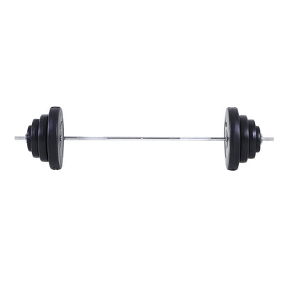 70kg Barbell and Disc Set, 8 Plastic Coated Weight Discs and Iron Bar, 170x40.5x40.5cm Black