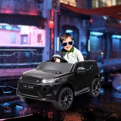 Electric Ride-On Car for Kids Licensed Land Rover with Headlights, Horn and Belt, 106x65.5x51 cm, Black