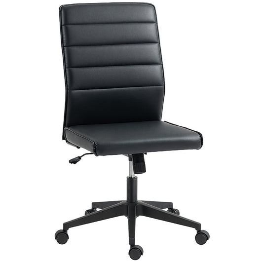 Ergonomic Office Chair with Curved Backrest, Adjustable PU Leather and Steel, 58x53x97-107 cm, Black