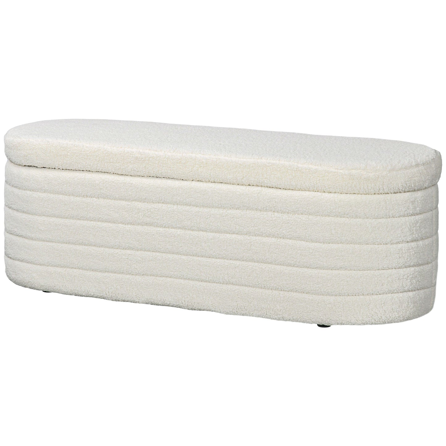 Teddy Fabric Bed End Bench with Storage Compartment for Entrance and Bedroom, 116x41x40.5cm, Cream