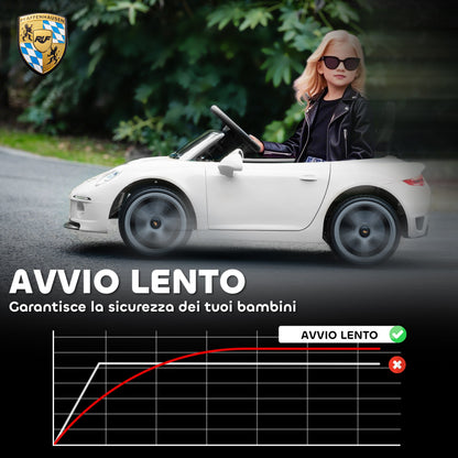 Officially Licensed RUF GT Ride-On Toy Car for Kids Ages 3-5, Remote Control, Seat Belt and Music, White