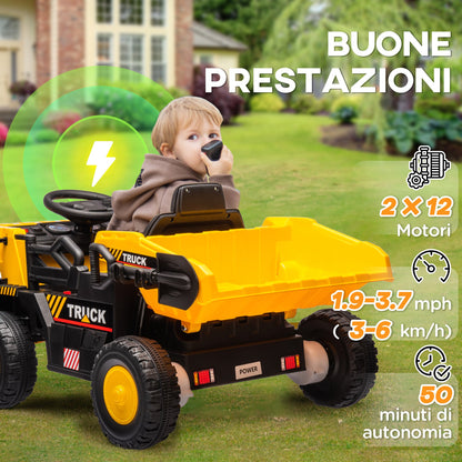 Truck for Children 3-5 Years with 12V Engine, Electric Car for Children with Music and Headlights, Yellow