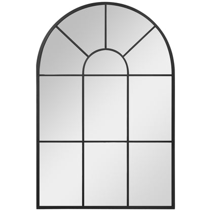 Modern Wall Mirror Arch Shape 91x60cm for Bedroom and Living Room, in Black Metal and Glass