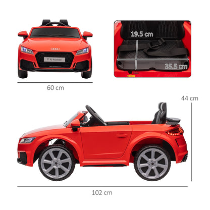 Electric Car for Children 3-5 Years Licensed AUDI TT with Remote Control and LED Headlights, 102x60x44 cm, Red